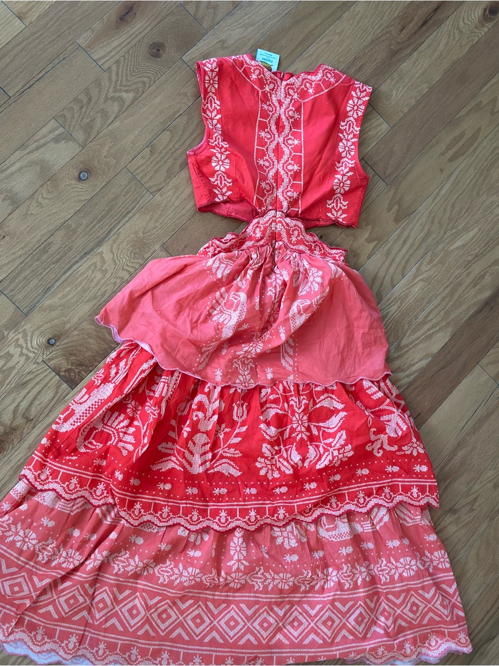 Farm Rio c Anthropologie Sleeveless Coral Maxi Dress - Picture 3 of 3